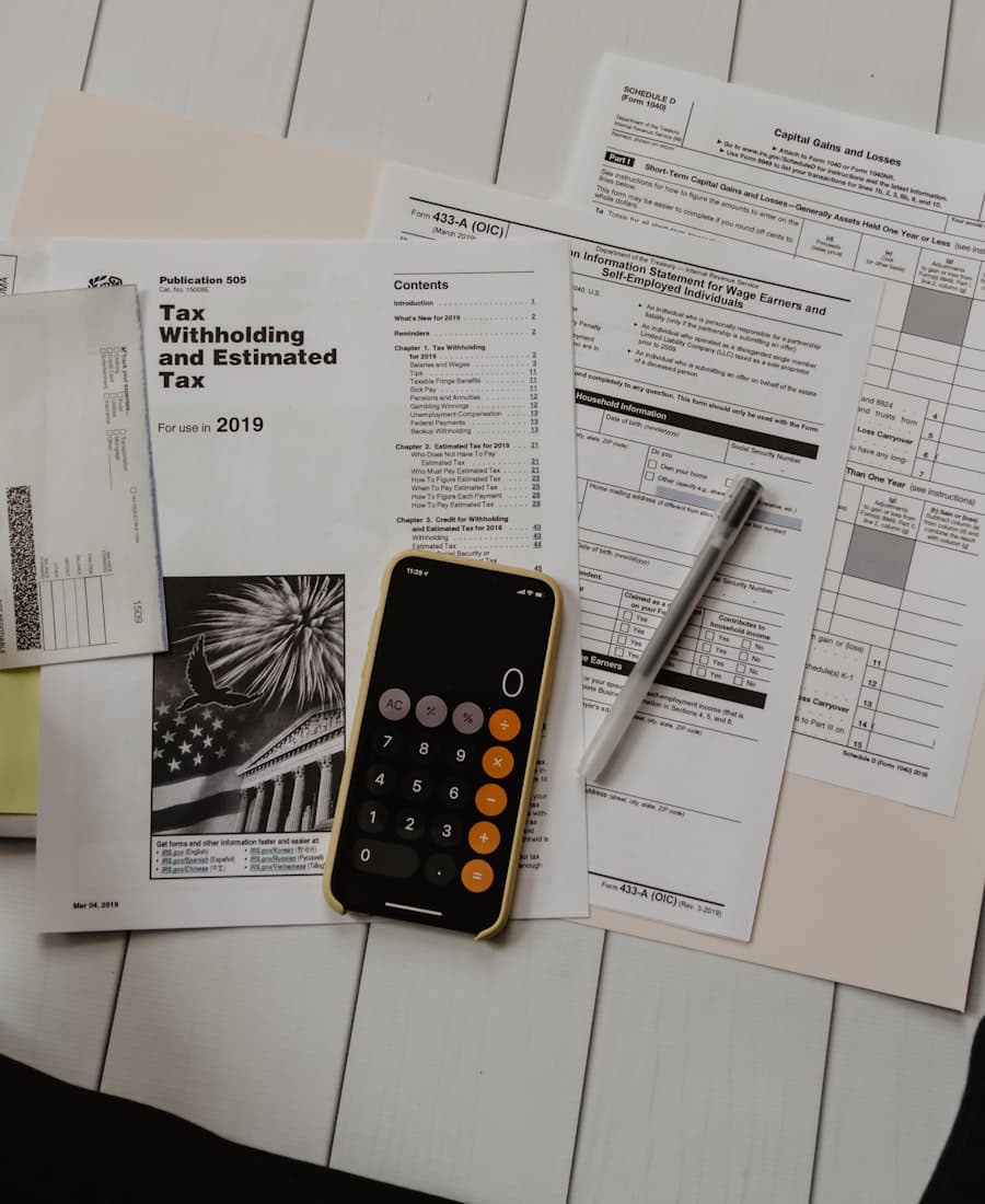 Financial documents and calculator for loan planning